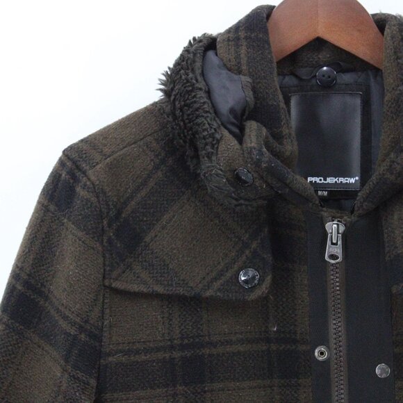 Projek Raw Lumber Jacket Mens Brown Plaid Full Zip Outdoor Multi Pocket Lined M - Picture 3 of 9